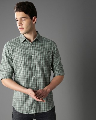 British Club Men Checkered Casual Green Shirt