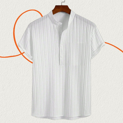 Jenil Fashion Men Self Design Casual White Shirt