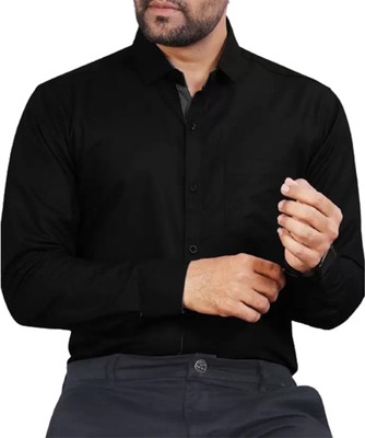 Edinwolf Men Solid Formal Black Shirt