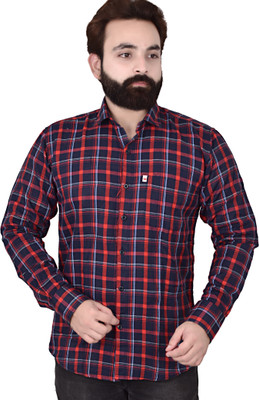 Marc Laurent Men Checkered Casual Red, Dark Blue, White Shirt