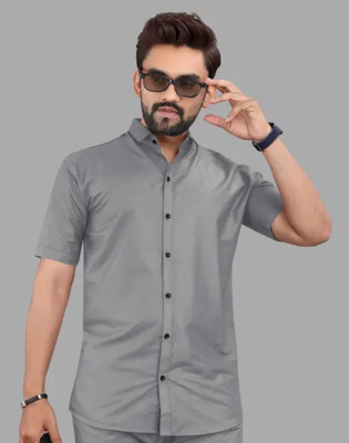 Radiance Creations Men Solid Casual Grey Shirt