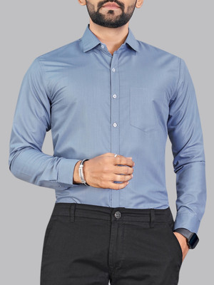 MILDIN Men Solid Formal Grey Shirt