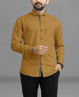 RAHUL LOOK Men Solid Casual Yellow Shirt