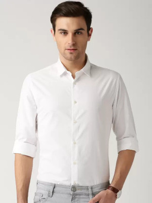UNIFAV Men Solid Casual White Shirt
