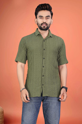 Adore Men Embroidered Casual Green Shirt