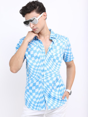 KETCH Men Checkered Casual Blue Shirt