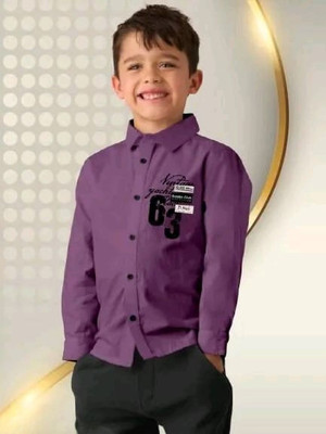 PRATHAM ENTERPRISEHUB Boys Printed Casual Purple Shirt