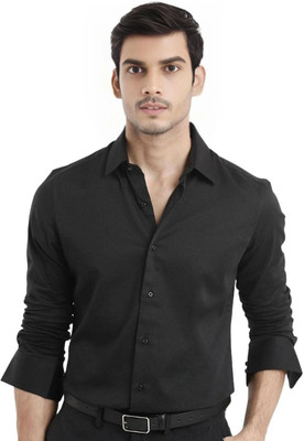 RICH STAG Men Solid Casual Black Shirt