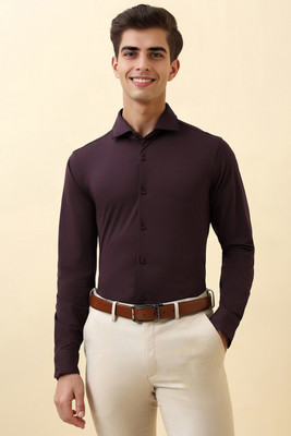 Allen Solly Men Solid Formal Purple Shirt