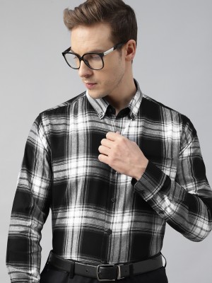 Hancock Men Checkered Formal Black Shirt