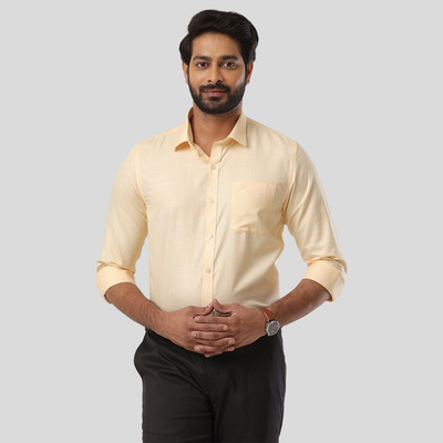 Ariser Men Self Design Casual Yellow Shirt