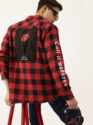 Kook N Keech Men Checkered Casual Red Shirt