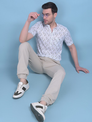 CRIMSOUNE CLUB Men Printed Casual White Shirt