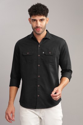 AIDAN PAUL Men Solid Casual Black Shirt