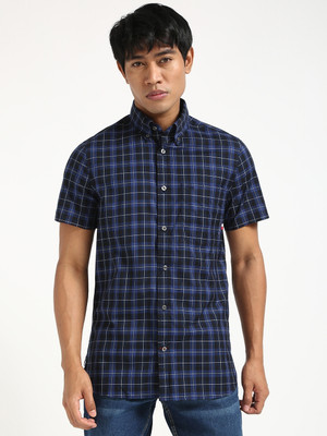TOMMY HILFIGER Men Checkered Casual Blue Shirt