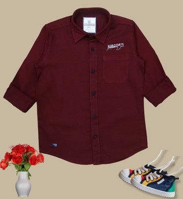 Rs fashions Boys Solid Casual Maroon Shirt