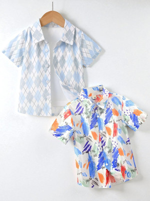 RAVYA TRENDZ Boys Printed, Striped Casual Multicolor Shirt
