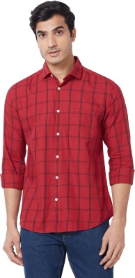 PARK AVENUE Men Checkered Casual Red Shirt