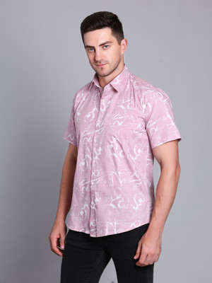 RARE CAMEL Men Geometric Print Casual Pink, White Shirt