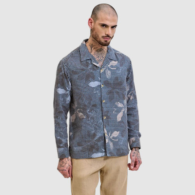 Snitch Men Checkered Casual Blue Shirt