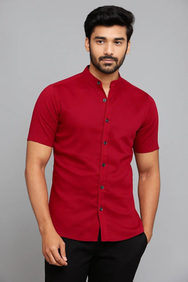 COTTONCHHAP Men Solid Formal Maroon Shirt