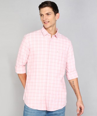 VAN HEUSEN Men Checkered Casual Pink Shirt