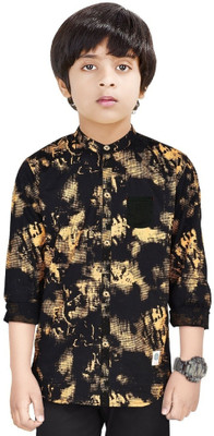 Paper Crane Boys Printed Casual Black Shirt