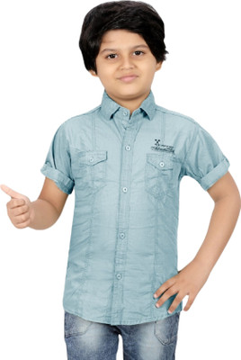 FASHION GRAB Boys Solid Casual Light Blue Shirt