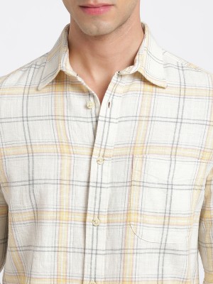 Blue Buddha Men Checkered Casual Yellow Shirt