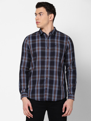 LEE Men Checkered Casual Blue Shirt