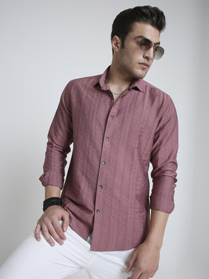 VASTRADO Men Self Design Casual Pink Shirt