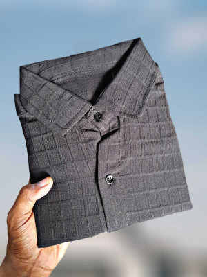 Typetron Fashion Men Self Design Casual Black Shirt