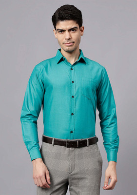 LENIA Men Solid Formal Silver Shirt