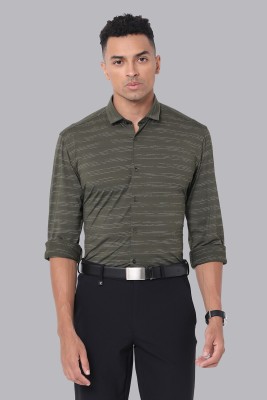 VAN HEUSEN Men Striped Formal Green Shirt