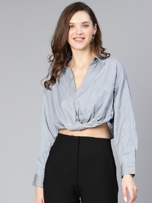 OXOLLOXO Women Solid Casual Grey Shirt