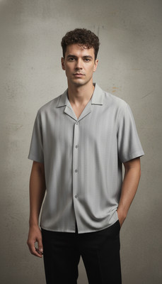 Dhakre fashion Men Self Design Casual Grey Shirt