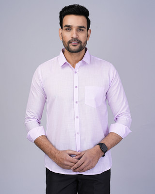 CottonMS Men Solid Formal Purple Shirt