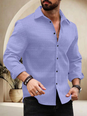 Growwax Men Self Design Casual Purple Shirt