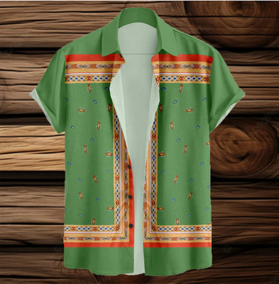 Radha Krishna Fashion Men Printed Casual Green Shirt