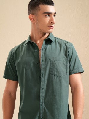 KETCH Men Solid Casual Dark Green Shirt