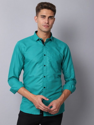 Rajkuwer Men Solid Casual Green Shirt