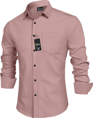 Khushi Creation Men Solid Casual Pink Shirt