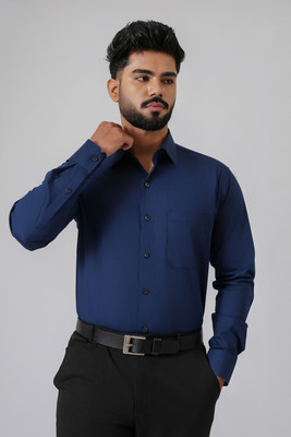 Haute Tissue Men Solid Casual Blue Shirt