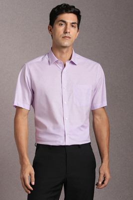 LOUIS PHILIPPE Men Checkered Formal Pink Shirt