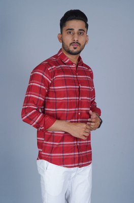 Apurva Interiors Men Checkered Casual Black, Red, White Shirt