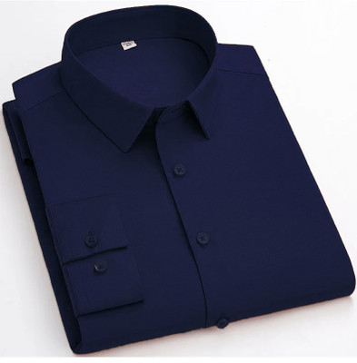 JINIK Men Solid Formal Dark Blue Shirt