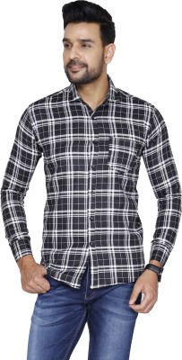 Studio-9 Men Checkered Casual Black Shirt