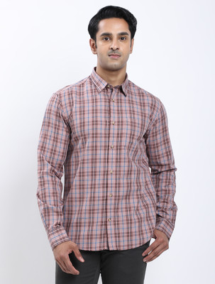 INDIAN TERRAIN Men Checkered Casual Pink Shirt