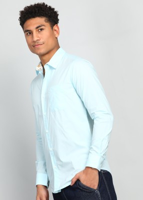 MUFTI Men Solid Casual Light Blue Shirt