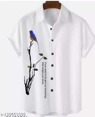 SHFASHION Men Printed Casual Black Shirt